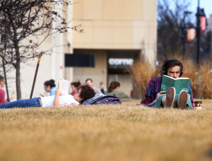Mild, spring-like weather encourages members of the UW-Madison campus community to take to the outdoors March 7th, including these visitors to the university's Library Mall. (Photo credit - John Hart, State Journal)