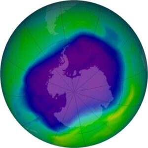 The ozone hole is a region where there is severe depletion of the layer of ozone — a form of oxygen — in the upper atmosphere that protects life on Earth by blocking the sun's ultraviolet rays. (Image credit: NASA)